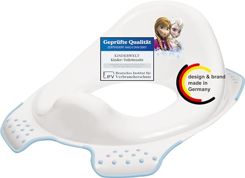 KiNDERWELT Högkvalitativ toalettsits för barn och spädbarn, Disney Frozen White, gryta för småbarn från 18 månader, tvättbar halkfri och BPA-fri