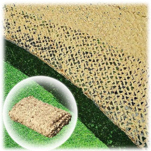 Red De Camuflaje Sombra Malla De Camuflaje Beig Toldo Camuflaje Protección Solar Malla Militar para Invernadero/Jardín/Pérgola/Patio Césped(Size:8x12m/26.2x39.3ft)