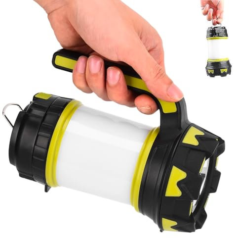 Avilia Lampe torche de camping LED SMD – lanterne 2 W+1 W, 6 modes de fonctionnement, poignée de transport, entrée USB pour charge, 2 piles incluses, éclairage jusqu'à 100 m en ABS et aluminium