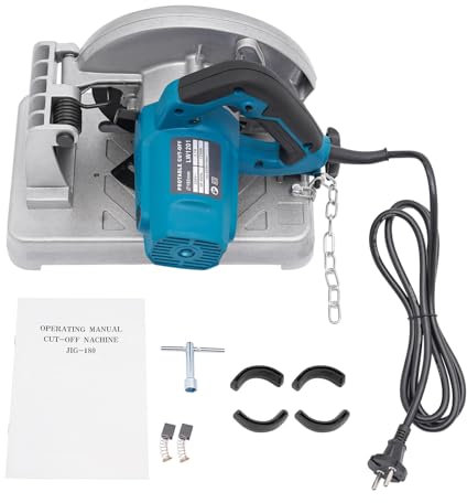 SOLOCJNL Sega troncatrice da 1200 W, troncatrice per troncatrice in metallo, 5200 giri/min, 0-45˚ Ø 7,3, lama per sega multi-materiale, legno, acciaio, pareti, pavimenti