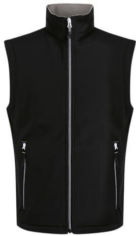 Regatta Professional Herr Ascender Softshell vattenavvisande västar och kroppsvärmare med fleecefoder – perfekt för utomhusbruk, promenader, vandring och camping, Svart/grå, 3XL