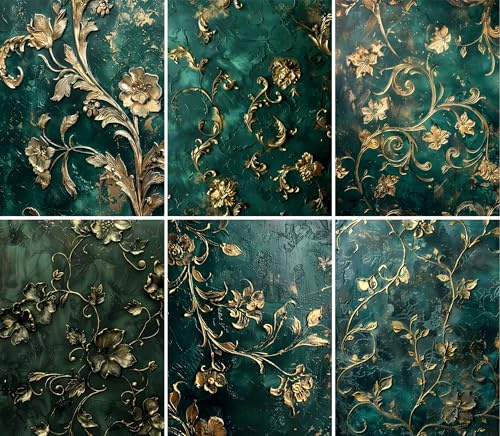 Grünes geprägtes Reispapier, 20 x 26,6 cm (6 Stück) – 6 Designs für Scrapbooking, Karten, Basteln, Decoupage von CRAFT KREATIVELY