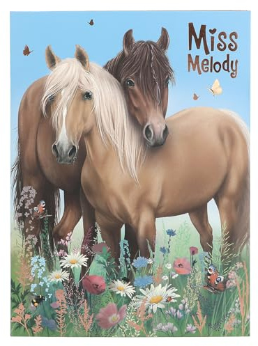 Depesche 12933 Miss Melody - Juego de papelería en carpeta, con motivo de caballo y flores, incluye membretes, sobres y pegatinas