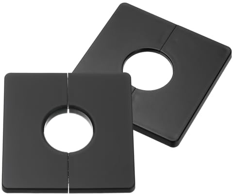 sourcing map 2 piastre per rosetta quadrate in plastica ABS, flangia divisa da parete, diametro 33 mm, copertura decorativa per bocca del tubo, colore nero