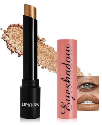 Lippenstift, Glitzer, Metallic-Effekt, vielseitig einsetzbar, wasserfest, Shimmer, Lip-Tint, Gloss & Lidschatten, langer Halt, hochpigmentiert, Diamant-Finish, Make-up, Geschenk für Damen, 06 Gold