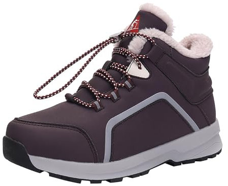 SRTUMEY Bottes de neige doublées de fourrure pour femme, bottines d'hiver chaudes à lacets pour femme, bottes imperméables pour femme, bottes d'hiver imperméables, violet, 39.5 EU