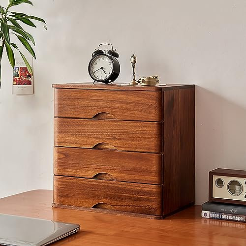 Aktenschrank aus Massivholz mit Schubladen, Büro-Aufbewahrungsbox für Computer, erhöhte Regale für Kleinteile, 4 Schubladen, Büroschrank