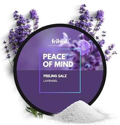 frihed.® Saunasalt Peace of Mind – högkvalitativt peelingssalt med lavendeldoft – perfekt för bastu, dusch och ångbad – 200 g