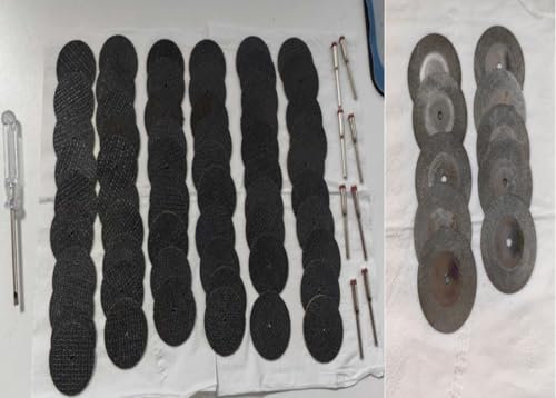 Juego de mini discos de corte para Dremel, 60 hojas de sierra y 10 hojas de sierra circular de esmeril con 8 mandriles 3 mm, accesorios de herramientas rotativas