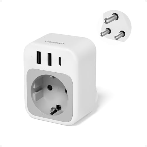 TESSAN Adapter Südafrika Steckdose, Typ M | Reiseadapter Südafrika mit USB C und 2 USB A, Reisestecker Namibia Stecker Adapter für Botswana, Nepal, Mosambik, Lesotho