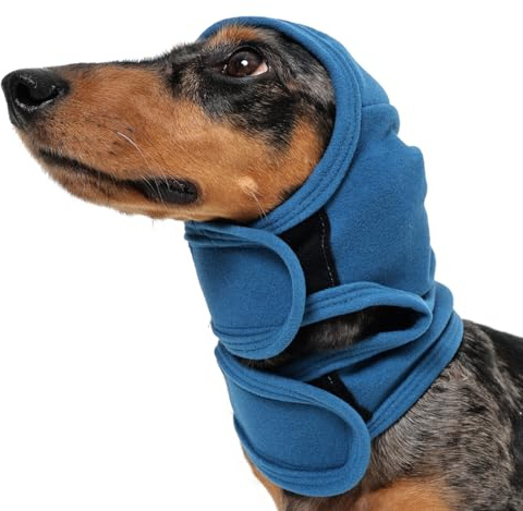 Katzinst Ohrenschützer für Hunde Beruhigender Kapuzenpullover für Lärmbad Fellpflege Trocknen Linderung von Angstzuständen und zur Beruhigung Hundes Blau M