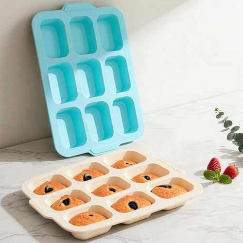 Mini Loaf Tins with Frame: 2 Pack 9-Cavities Silicone Brownie Tins Nonstick for Oven with Metal Frame, Mini Bread Baking Tray for Small Bread Sticks Cornbread Mould - Healthy Bakers & Baking Lovers