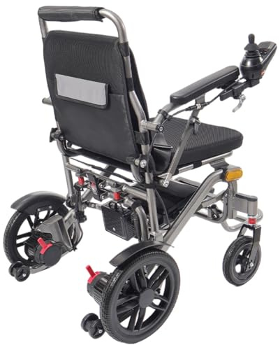 Juodkeo Sillas de ruedas eléctricas para adultes - Con baterías litio 10A, todo terreno, ultra ligera 19.8kg, plegable compacta motorizada, aprobada para avión