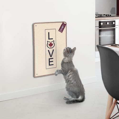 CanadianCat Company | Katzen Kratzteppich Love, beige Kratzmatte für Wand & Boden, Möbelschutz, Kratzteppich für Katzen, ca. 60 x 40 x 1 cm