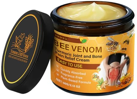Mnozreo Crema de Veneno de Abeja y Cúrcuma para Dolor Articular y Muscular,60G,1PC,Alivio Rápido con Efecto Calor