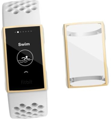 LRXIYODE Tpu Watch Protective Case Compatible with Fitbit Charge 3, Lightweight Watch Cover with Scratch-resistant Protection for Fitness Trackers, Golden Slim Fit Sleeves for Active Users