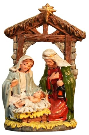 predolo Weihnachtskrippe Als Geburt Jesu Ornament mit Krippenstall Figur Eine Harzdekoration in Zeitloser Darstellung Gefertigt für Bauernhausstil Und, Style A