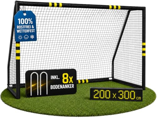 FRIEDO Fußballtor Kinder Rostfrei & wetterfest für den Garten (3 Größen) | CE geprüftes Fussballtor mit stabilem Stand und reißfestem Netz, Robustes Fussball Tor aus Metall für Garten, Goal Outdoor