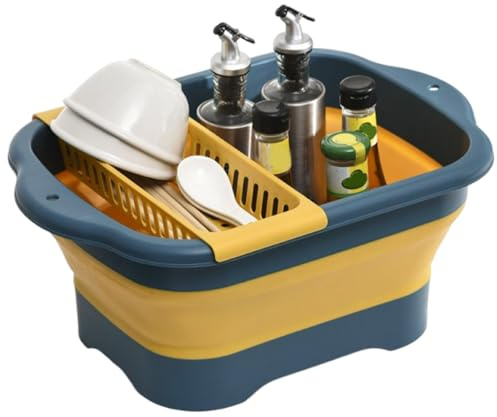 Bassin Pour Le Lavage Des Bouteilles | Évier De Camping Pliable Avec Bouchon De Vidange,Outils de Nettoyage Ménager pour Camping-Car Cuisine Bol Lessive Pêche Légumes Salle de Bain Camping Pique-Nique