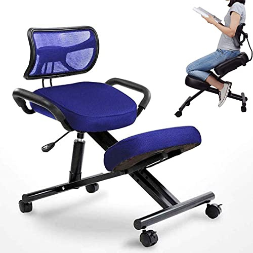 Silla ergonómica de rodillas con soporte para la espalda, taburete ajustable para el hogar y la oficina, mejora la postura con asiento en ángulo y cojines gruesos