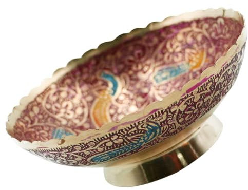 HIAKDOFT Ciotola Tibetana per Offerte in Rame Massiccio Coppa Decorativa Buddista per Altare Domestico Ciotola Compatta Lucidata per Rituali e Decorazione Casa