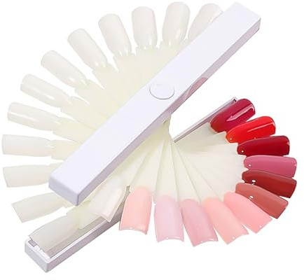 HONITANO Placas de Uñas Abanico 24 Colores Soporte Giratorio para Práctica Profesional Manicura Exhibición de Esmaltes para Salón y Uso Personal