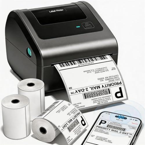 Phomemo D450BT thermal label printer and 3 rolls of 250 4x6 labels, Shipping Label Printer, Bluetooth Label Printers for Postage Package, Address, Logo, Compatible with Etsy, Amazon, Shopify, etc