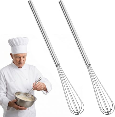 2 Stück Schneebesen Edelstahl, Silber Robuster Kleiner Schneebesen | Rührbesen mit Stabilen Drähten für Mischen Rühren Von Teig Eiern Aufschäumen Schlagen