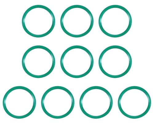 DEFANEX 10pcs Fluorine Flat Washer 29.2mm OD 23.9mm ID 1.5mm Thick | Metric FKM Fluororubber V-Type O-Rings Sealing Gasket Spacer for Fasten Screws Flanges Faucet Pipe Valves, Green