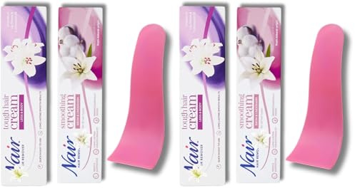 Nair Hair Removal Cream Bundle for Legs, Body, Bikini, and Underarms with BVO Luxe Depilatory Spatula Tool - Complete Hair Removal Solution for Smooth Skin (Pack of 2)