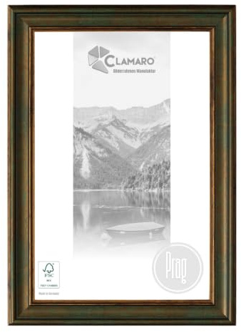 CLAMARO Bildram Prag barock antik, brons grön span, 40 x 100 cm | Granträ, HDF-bakvägg, metallhängare, stående och liggande format, handgjord, utan passepartout