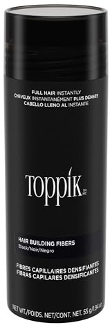 Toppik Hårbyggnadsfibrer pulver, svart, keratin-härledda fibrer för naturligt tjockare hår, 55 g