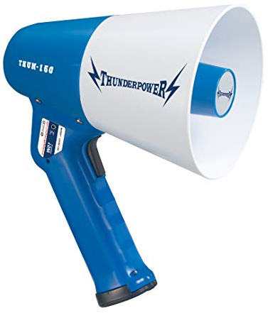 ThunderPower THUN150 Extra-Loud Megaphone Speaker – 600-Yard Range Bullhorn Megaphone with Siren & Voice Modes – 15W Loud Speaker Megaphones for Public Safety, Sports, Teachers, and Protests