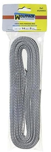 WOLFPACK LINEA PROFESIONAL - Cinta Persiana Gris 14 mm. Rollo 6 metros