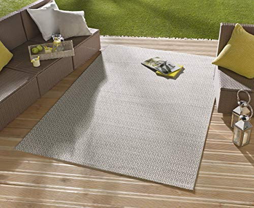 Hanse Home NORTHRUGS In- und Outdoor Teppich Coin 140x200cm - Wetterfest Modern Plain Allover Unifarben Design Läufer für Balkon Terrasse Garten Wintergarten Wohnzimmerteppich Wasserfest in Grau