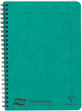 Clairefontaine 4853Z - Heft Europa Notemaker mit Spiralbindung 60 Blatt mikroperforiert 14,8x21 cm 90g liniert, 1 Stück, Grün