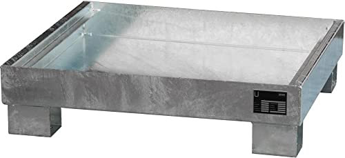 Bauer Kleingebinde-Auffangwanne, BxLxH 900x800x220 mm, Auff.vol. 68 l, ohne Gitterrost, verzinkt