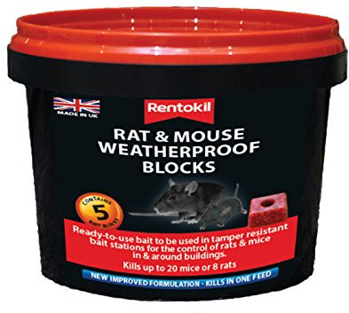 Rentokil PSMR41 Rat and Mouse Weatherproof Blocks, Black, 10 x 10 x 8 cm