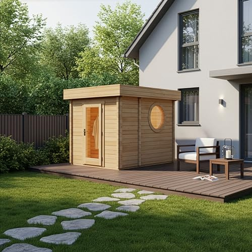 Carlsson Saunahaus Cubus-70 B, 70 mm Wandstärke (244 x 301 cm)