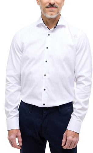 ETERNA Slim Fit Cover Hemd Langarm Haifischkragen Blickdicht Struktur weiÃ Größe 40
