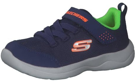Skechers SKECH-STEPZ 2.0 MINI WANDERER, Zapatillas para Niños, Navy Textile/ Synthetic/ Lime & Orange Trim, 27 EU