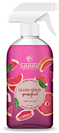 Speed Gloss-Spray Grapefruit, Schweif- und Mähnenspray für Pferde, mit fruchtigem Grapefruitduft, ultraleichte Kämmbarkeit, Perlglanzeffekt, minimiert Haarbruch (0,5 l)