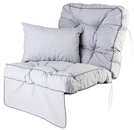 Alfresia Classic Swing Seat Replacement Cushion with Scatter Cushion | Shredded foam filling with matching buttons and complementary piping