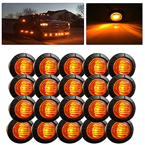 10/20 STÜCK Mini runde 12V LED-Markierungsleuchten, bernsteinfarbene 3/4 LED-Front-Rück-Seiten-Markierungsleuchten für Anhänger LKW Van Wohnmobil Lastwagen Bus Boot Traktor Moto (20 Stück)