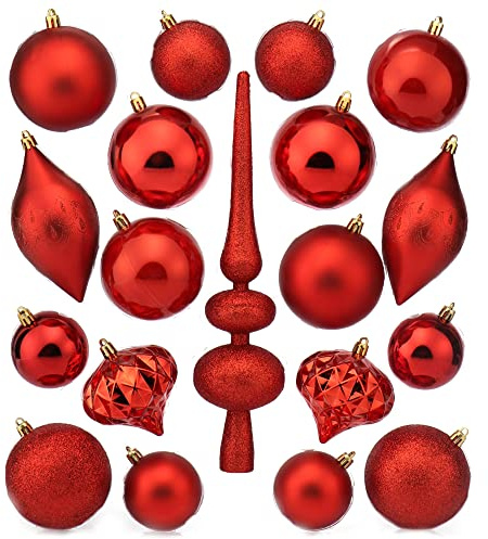com-four® 19-teiliges Weihnachtsschmuck Set, Christbaumkugeln | Baumschmuck für den Christbaum