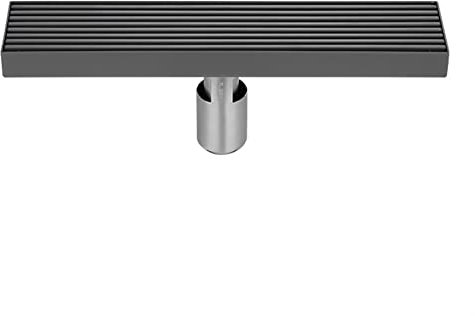 FCS Bathroom Duschrinne Edelstahl Ablaufrinne, Bodenablauf dusche Duschablauf sehr flach Duschabfluss Duschablaufrinne Duschrinne für Küche, Bad, Dusche, Garage und Keller, Waffengrau (Size : 90cm)