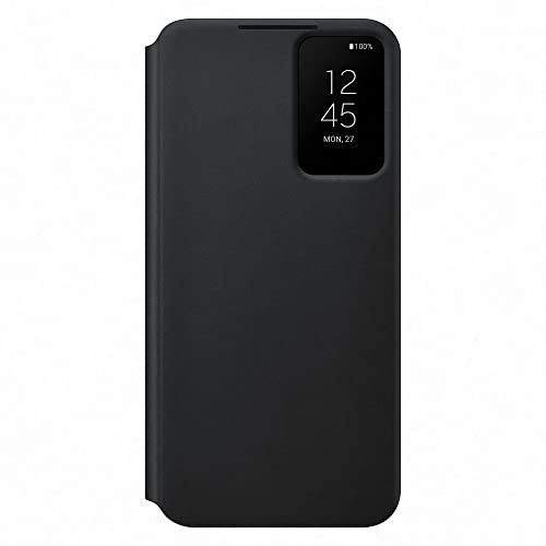 Samsung Clear View Smartphone Cover EF-ZS906 für Galaxy S22+, Flip Cover, Handy-Hülle, extra-dünn, stoßfest, Schutz Case, Schwarz