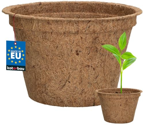 KOTARBAU® Maceta de Coco, 14 x 21,5 cm, 100% Natural, Fibras de Coco, Biodegradable, Macetas de Cultivo, Forro de Fibra Vegetal, Tiestos ecológicos para Plantas, Hierbas y Semillas, Macetero