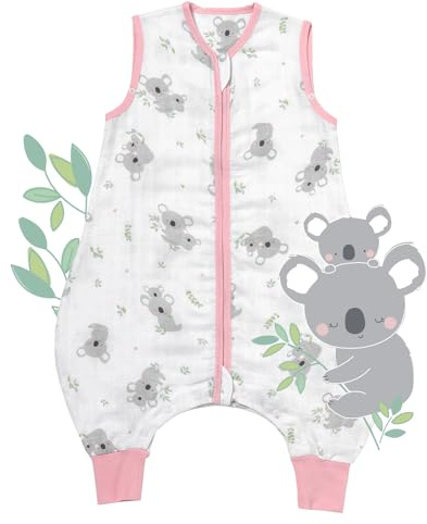 schlummersack Slumbersac Sacco nanna con piedini bambini 0.5 Tog 70 cm Koala I Sacco nanna estivo dimensione del corpo 70-80 cm | Sacco nanna Mussola di bambù