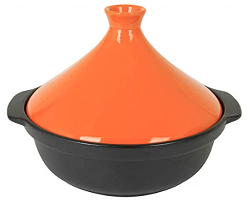 Moroccan Tagine Pot, Mini Tagine Cooking Casserole Pot, Ceramic Casserole Pot, Tagine Cooker Slow Cooker for Cooking and Stew,Orange-Small